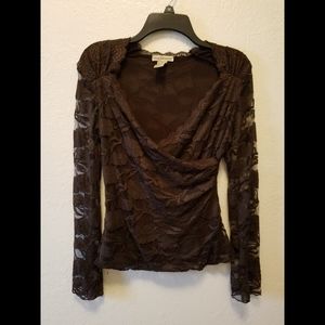 Susan Lawrence Brown Lace Top, Medium